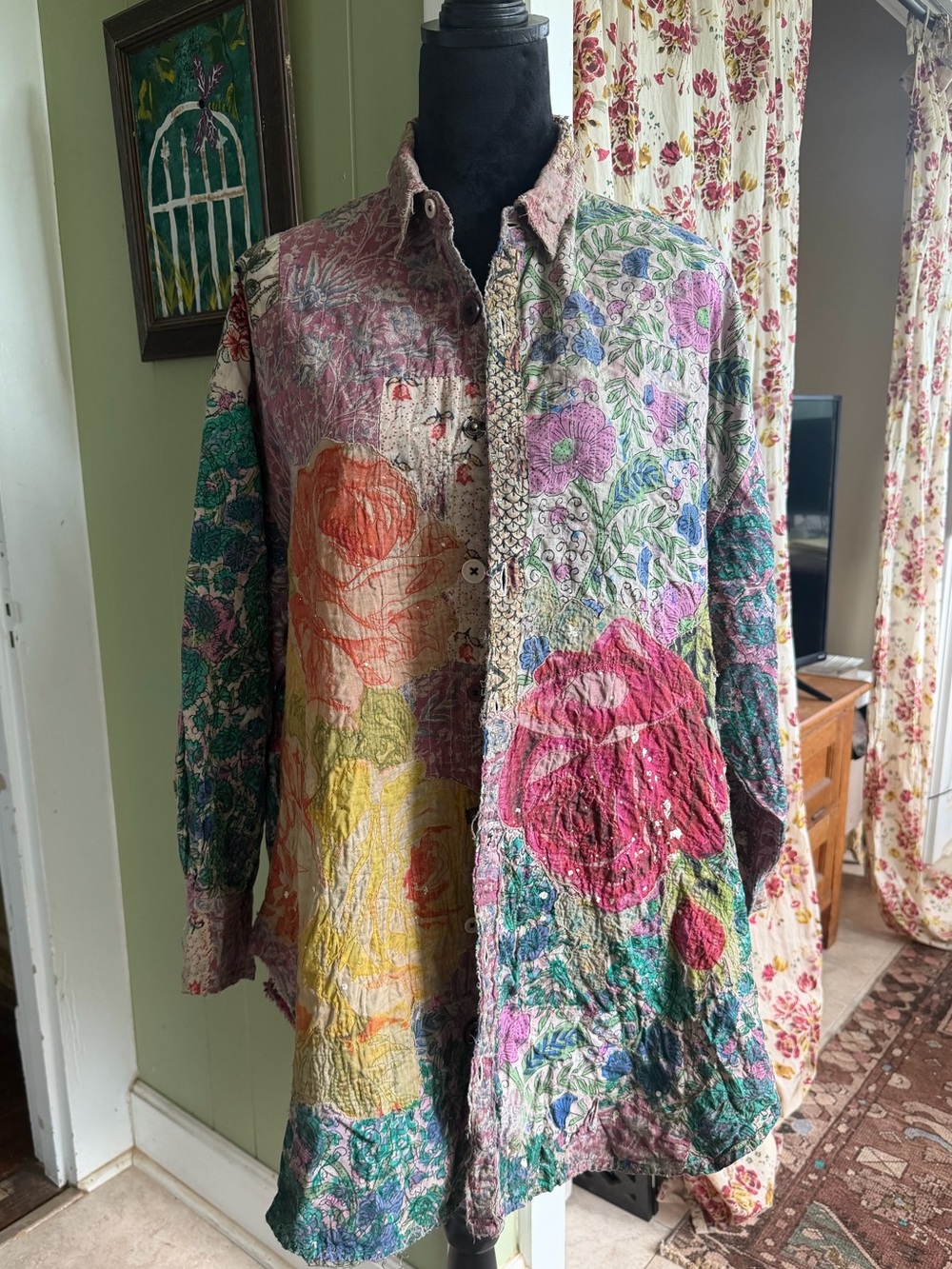 OOAK Magnolia Pearl floral workshirt NWT never worn OS